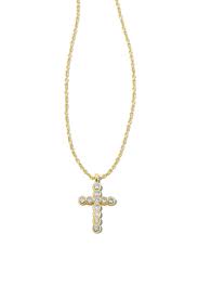 Cross crystal gold pendant necklace