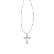 Cross crystal silver pendant necklace