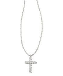 Cross silver crystal necklace in box