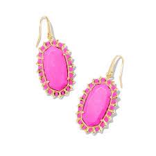 Dani gold burst frame neon pink earrings