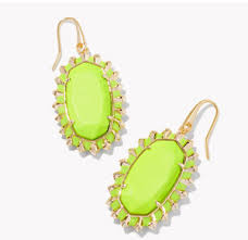 Dani gold burst frame chartreuse earrings