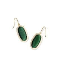 Dani bezel gold green tigers eye drop earrings