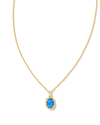 Daphne framed gold bright blue opal necklace