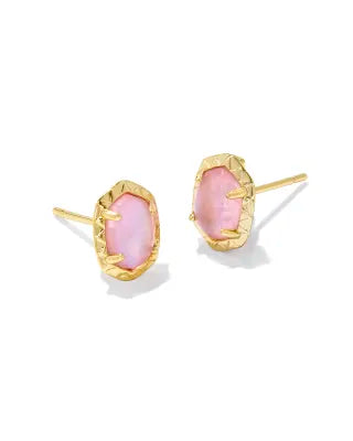 Daphne gold pink iridescent abalone stud earrings