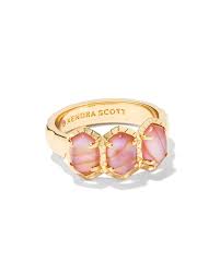 Daphne gold pink iridescent abalone ring size 7