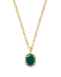Daphne gold veined malachite link chain necklace