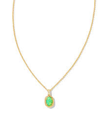 Daphne framed gold bright green opal necklace