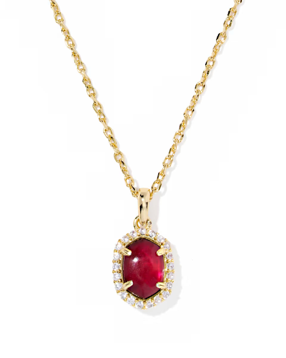 Daphne Crystal Frame Pendent Necklace Gold Dark Burgundy Illusion