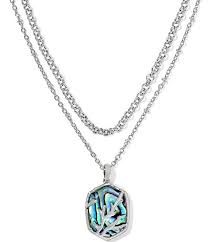 Daphne Coral framed silver abalone necklace