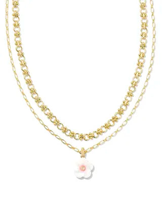 Deliah gold iridescent pink multi strand necklace