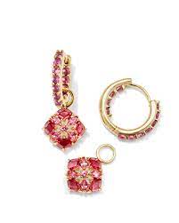 Dira gold crystal pink huggie earrings