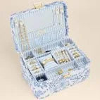 Medium Desktop Jewelry Case - Garden Toile Blue