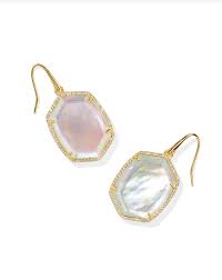 Daphne Pave Frm Drop Earrings Gold Irdscnt Ivory Illsn