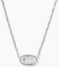 Elisa Luxe Pendent Necklace Silver White Crystal