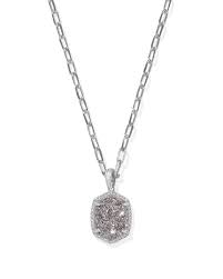Daphne silver pave framed platinum drusy necklace