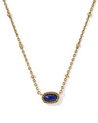 Mini Elisa Short Strand Necklace Vintage Gold Blue Lapis