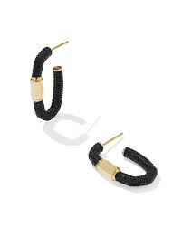 Emery gold black crystal hoop earrings