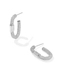 Emery silver crystal hoop earrings