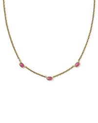 Mini Elisa Three Stone Strand Vintage Gold Dark Fuchsia VRGD