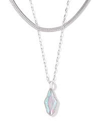 Evelyn Silver Crystal Rock Multi Strand Necklace