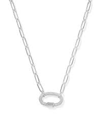 Emery silver link chain crystal necklace