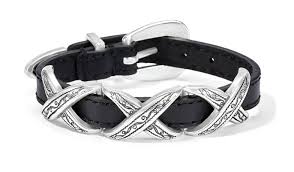 Krisskross black leather bracelet