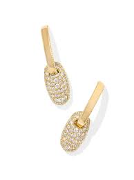 Bailey Pave Huggie Earrings Gold White Crystal