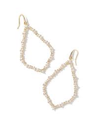 Sophee Gold White Crystal Open Frame Earrings