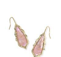 Adriana scalloped frame gold pink iridescent abalone earrings
