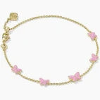 Lillia butterfly gold pink enamel bracelet