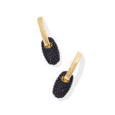 Bailey Pave Huggie Earring in Gold Black Crystal