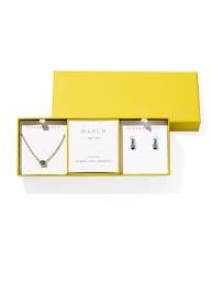 Cailin Birthstone Gift Set Gold Auqa Crystal March