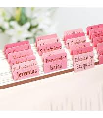 Bible Tabs pink gold letters Spanish