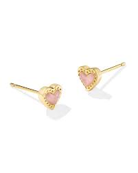 Ari mini heart gold rose stud earrings