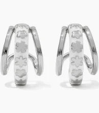 Jane silver white enamel huggie earrings