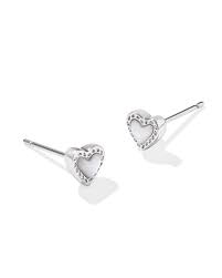 Ari mini heart silver ivory stud earrings