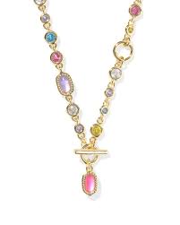 Elisa Abbie Mini Gold Multi Color Strand Necklace