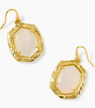 Daphne gold tiger stripe ivory pearl earrings