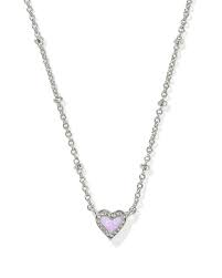 Ari mini heart silver bubblegum opal necklace