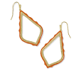 Sophee Open Frame Gold Dark Orange Enamel Earrings