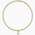 Classic gold 2mm small cross charm beaded bracelet