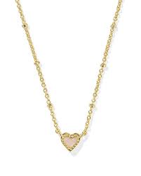 Ari mini heart gold rose quartz necklace