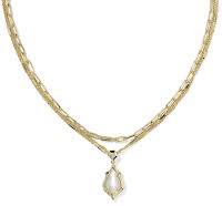 Adriana scalloped frame gold ivory pearl multi strand necklace