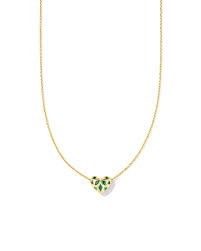 Holland Heart Gold Green Crystal Necklace