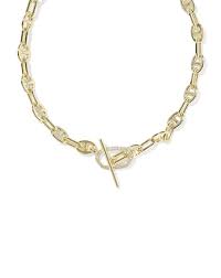 Elaina Toggle Crystal Chain Gold Necklace