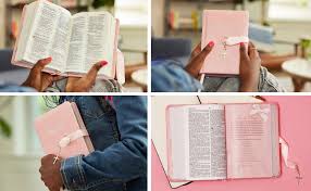 Bible NKJV Thomas Nelson Simply Charming Pink with Silver Cross Charm
