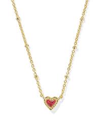 Ari mini heart gold red opal necklace