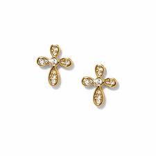 Enchanting Cross Gold Post Earrings