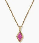 Adeline Short Pendent Necklace Vintage Gold Dark Fuchsia VRGD