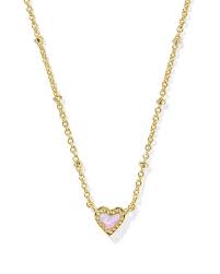 Ari mini heart gold bubblegum opal necklace